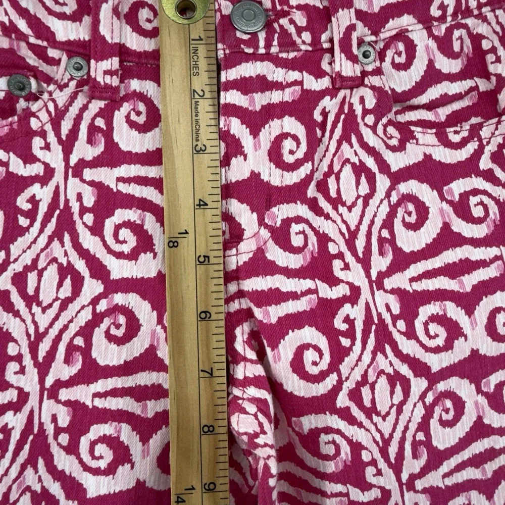 Vineyard Vines Salt Island Skinny Jeans Women Size 0 Pink Tile Print Denim
